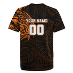 Personalized Wests Tigers Rugby Jersey Polynesian Tribal Chest and Sleeve Tattoo