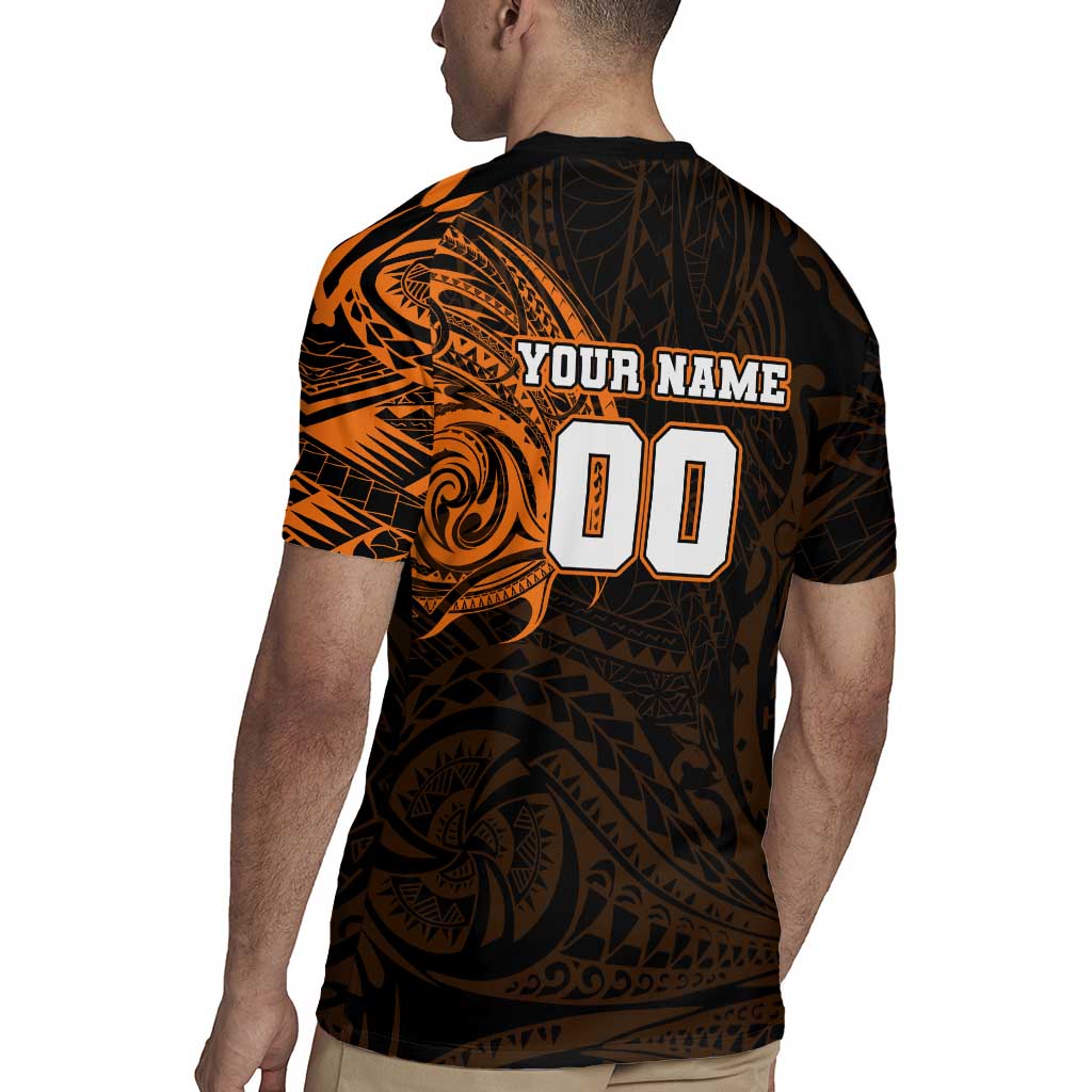 Personalized Wests Tigers Rugby Jersey Polynesian Tribal Chest and Sleeve Tattoo