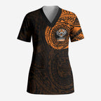 Personalized Wests Tigers Scrub Top Polynesian Tribal Chest and Sleeve Tattoo