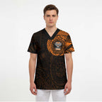Personalized Wests Tigers Scrub Top Polynesian Tribal Chest and Sleeve Tattoo