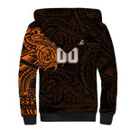 Personalized Wests Tigers Sherpa Hoodie Polynesian Tribal Chest and Sleeve Tattoo