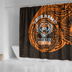 Personalized Wests Tigers Shower Curtain Polynesian Tribal Chest and Sleeve Tattoo