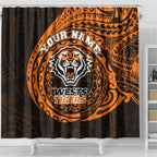 Personalized Wests Tigers Shower Curtain Polynesian Tribal Chest and Sleeve Tattoo