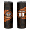 Personalized Wests Tigers Skinny Tumbler Polynesian Tribal Chest and Sleeve Tattoo