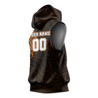 Personalized Wests Tigers Sleeveless Hoodie Polynesian Tribal Chest and Sleeve Tattoo