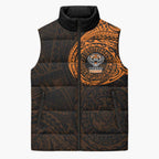 Personalized Wests Tigers Sleeveless Puffer Jacket Polynesian Tribal Chest and Sleeve Tattoo