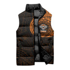 Personalized Wests Tigers Sleeveless Puffer Jacket Polynesian Tribal Chest and Sleeve Tattoo