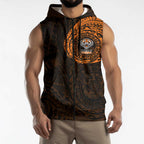 Personalized Wests Tigers Sleeveless Zip Hoodie Polynesian Tribal Chest and Sleeve Tattoo