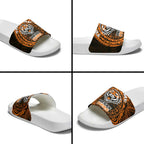 Personalized Wests Tigers Slide Sandals Polynesian Tribal Chest and Sleeve Tattoo