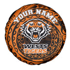 Personalized Wests Tigers Spare Tire Cover Polynesian Tribal Chest and Sleeve Tattoo