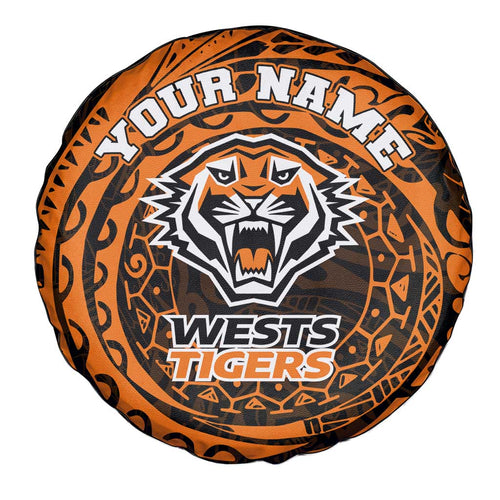 Personalized Wests Tigers Spare Tire Cover Polynesian Tribal Chest and Sleeve Tattoo