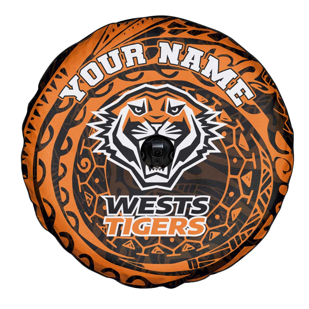 Personalized Wests Tigers Spare Tire Cover Polynesian Tribal Chest and Sleeve Tattoo