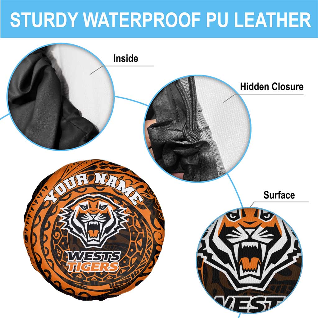 Personalized Wests Tigers Spare Tire Cover Polynesian Tribal Chest and Sleeve Tattoo