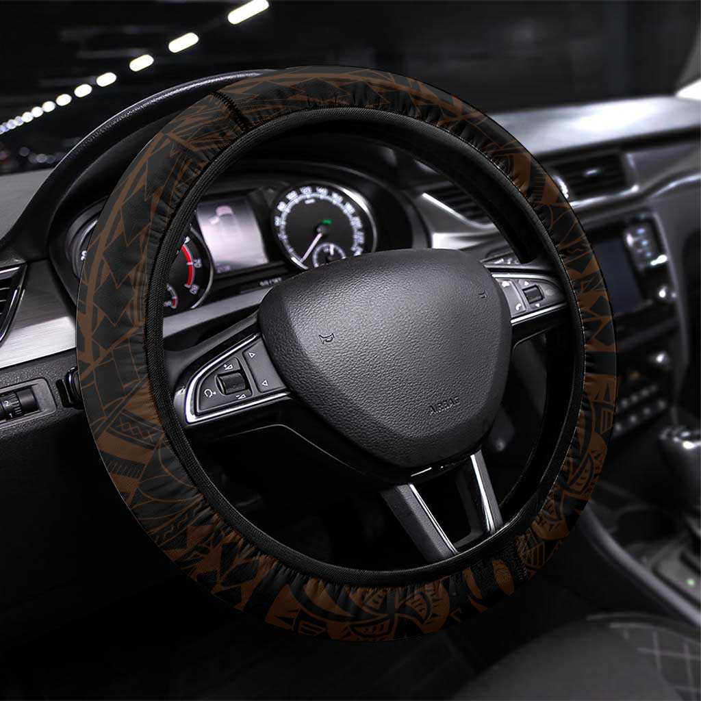 Wests Tigers Steering Wheel Cover Polynesian Tribal Chest and Sleeve Tattoo