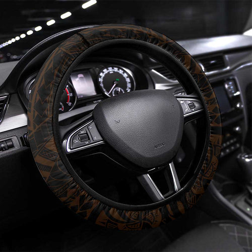 Wests Tigers Steering Wheel Cover Polynesian Tribal Chest and Sleeve Tattoo