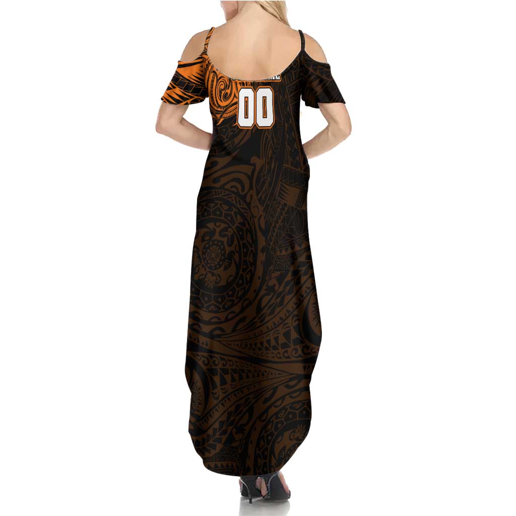 Personalized Wests Tigers Summer Maxi Dress Polynesian Tribal Chest and Sleeve Tattoo