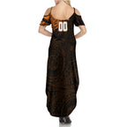 Personalized Wests Tigers Summer Maxi Dress Polynesian Tribal Chest and Sleeve Tattoo