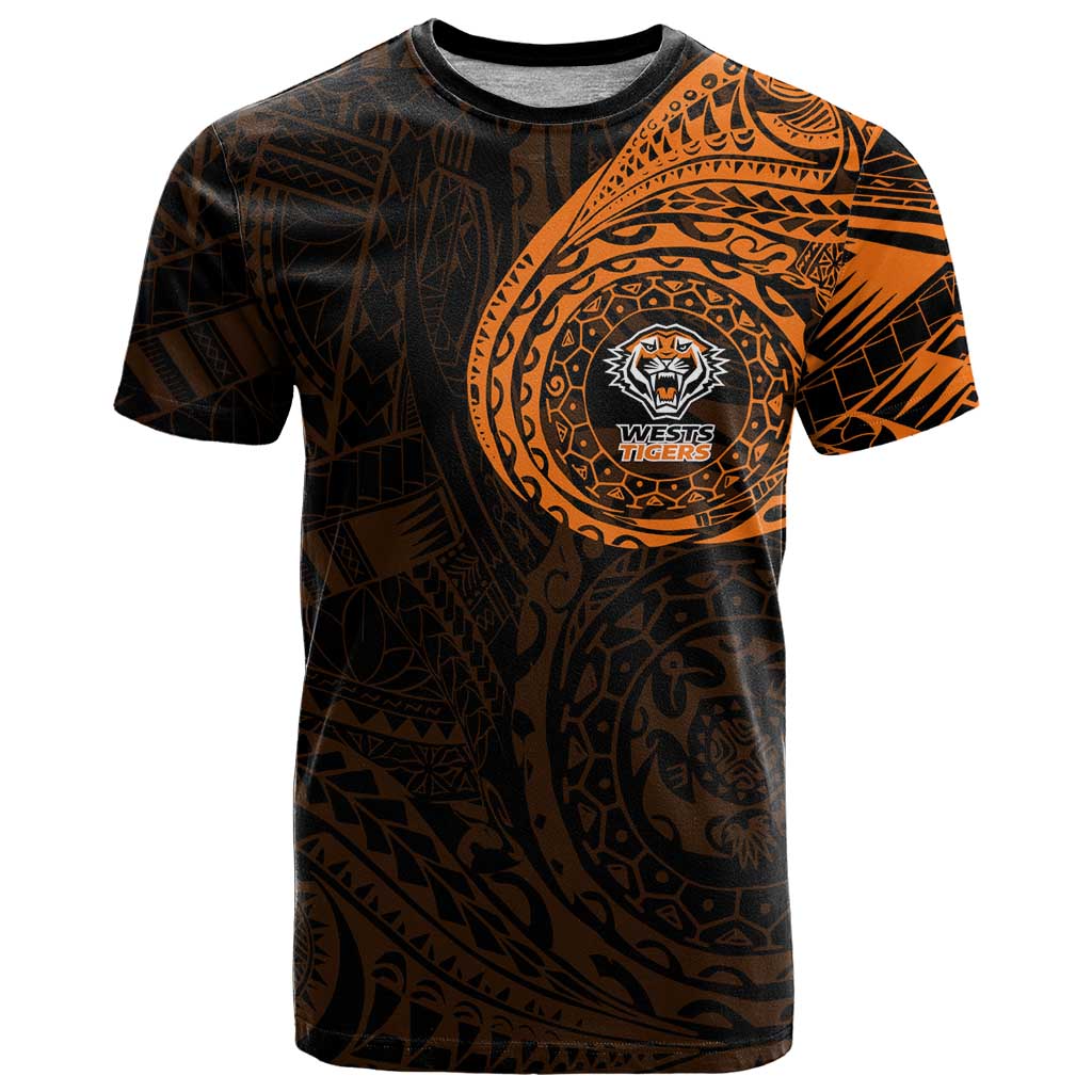 Personalized Wests Tigers T Shirt Polynesian Tribal Chest and Sleeve Tattoo