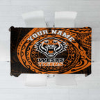 Personalized Wests Tigers Tablecloth Polynesian Tribal Chest and Sleeve Tattoo