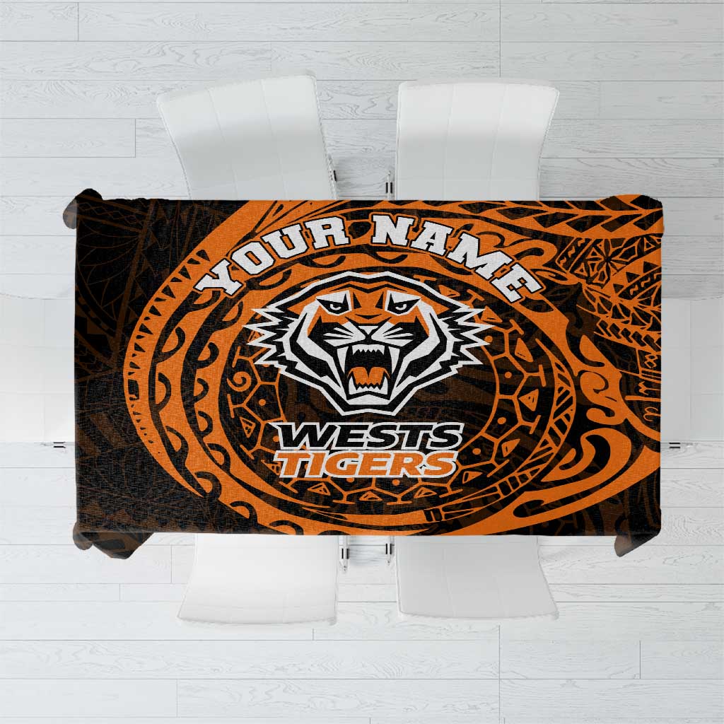 Personalized Wests Tigers Tablecloth Polynesian Tribal Chest and Sleeve Tattoo