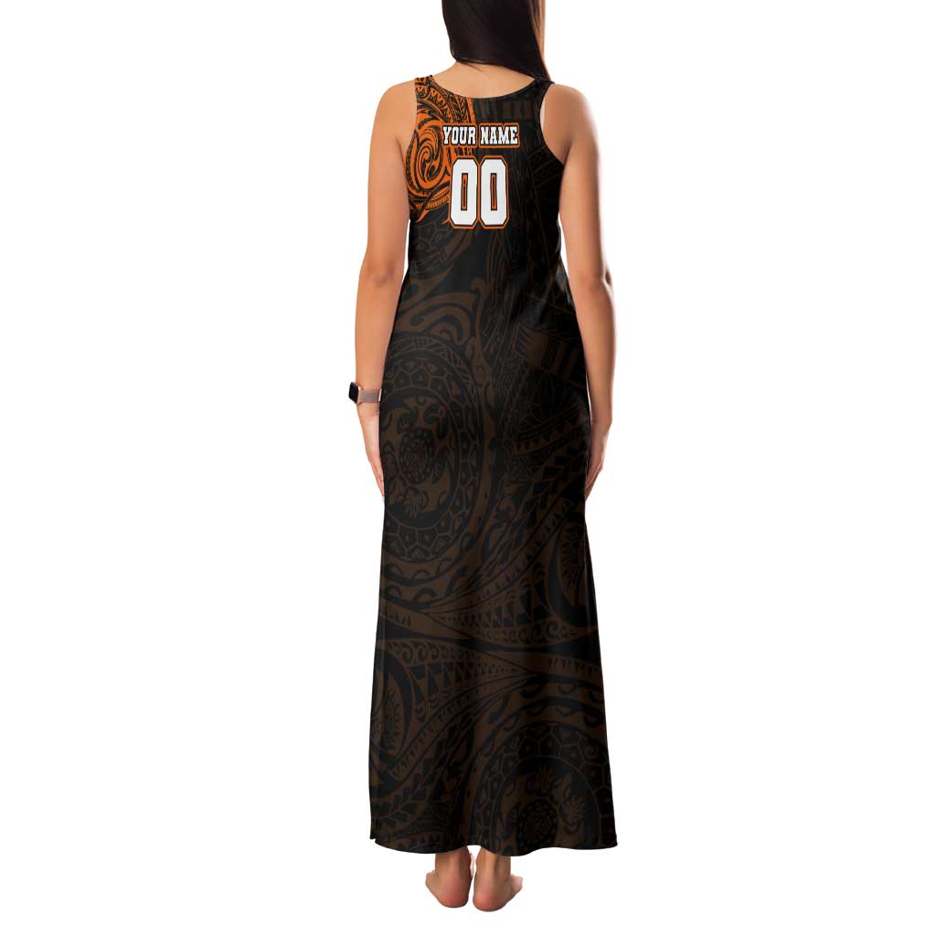 Personalized Wests Tigers Tank Maxi Dress Polynesian Tribal Chest and Sleeve Tattoo