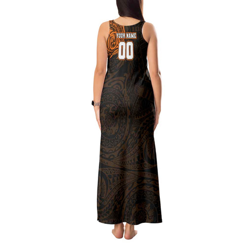 Personalized Wests Tigers Tank Maxi Dress Polynesian Tribal Chest and Sleeve Tattoo
