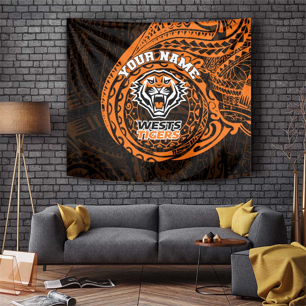Personalized Wests Tigers Tapestry Polynesian Tribal Chest and Sleeve Tattoo