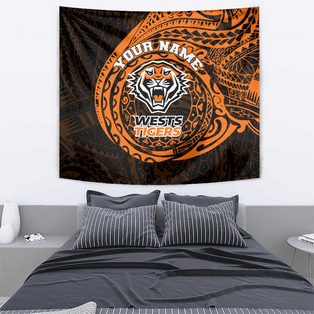Personalized Wests Tigers Tapestry Polynesian Tribal Chest and Sleeve Tattoo