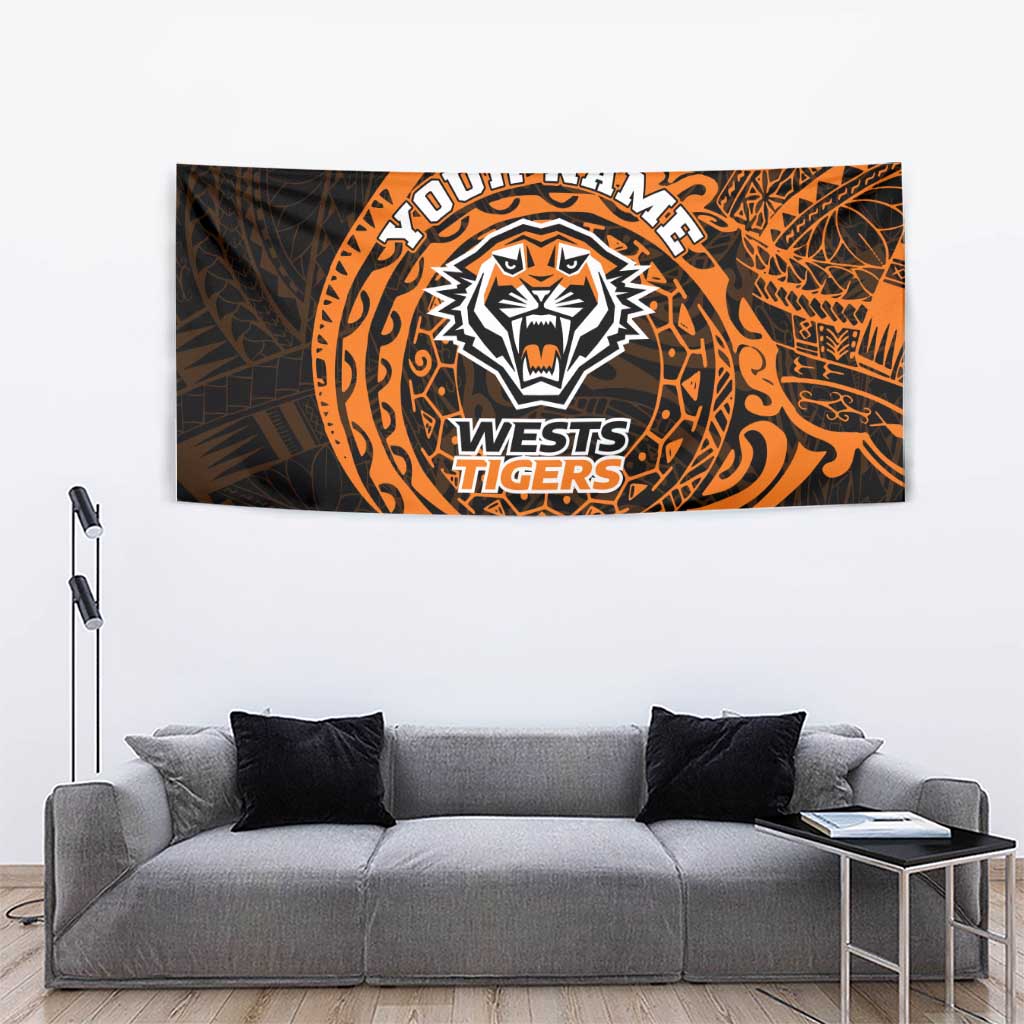 Personalized Wests Tigers Tapestry Polynesian Tribal Chest and Sleeve Tattoo