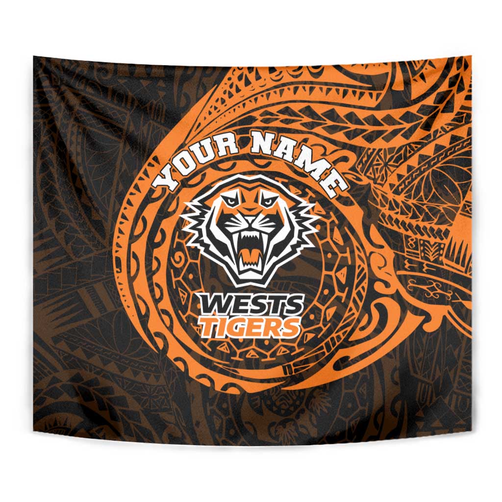 Personalized Wests Tigers Tapestry Polynesian Tribal Chest and Sleeve Tattoo