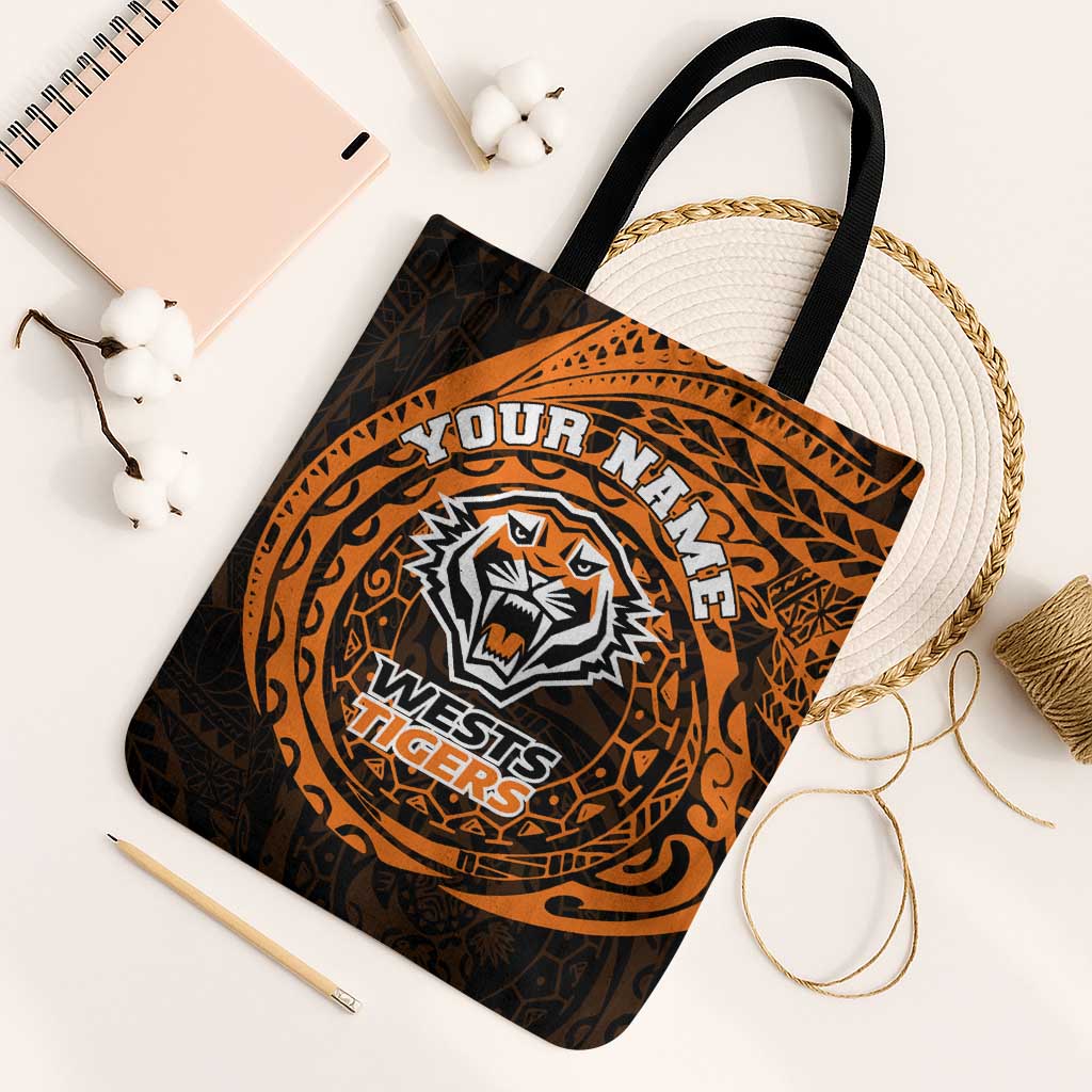 Personalized Wests Tigers Tote Bag Polynesian Tribal Chest and Sleeve Tattoo