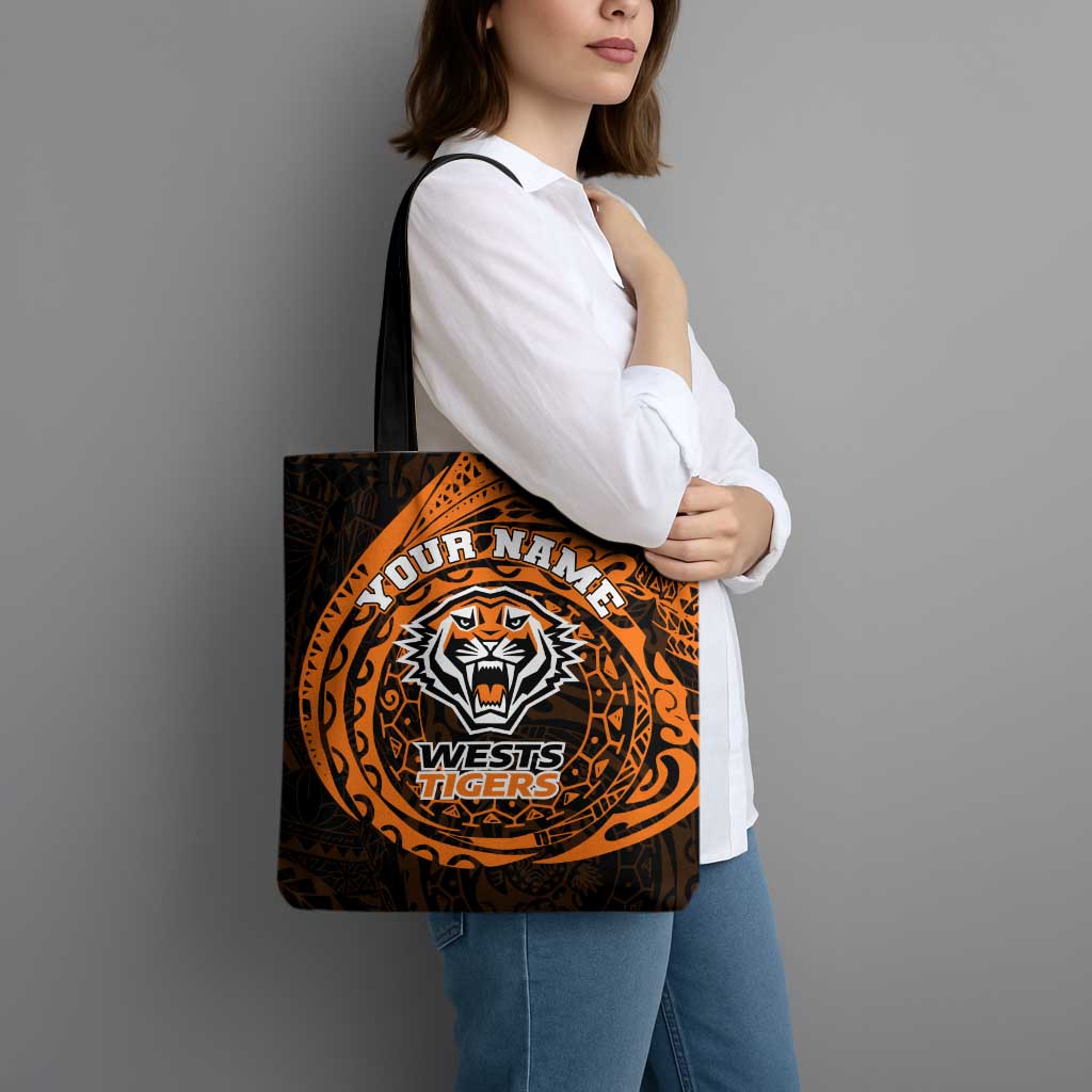 Personalized Wests Tigers Tote Bag Polynesian Tribal Chest and Sleeve Tattoo