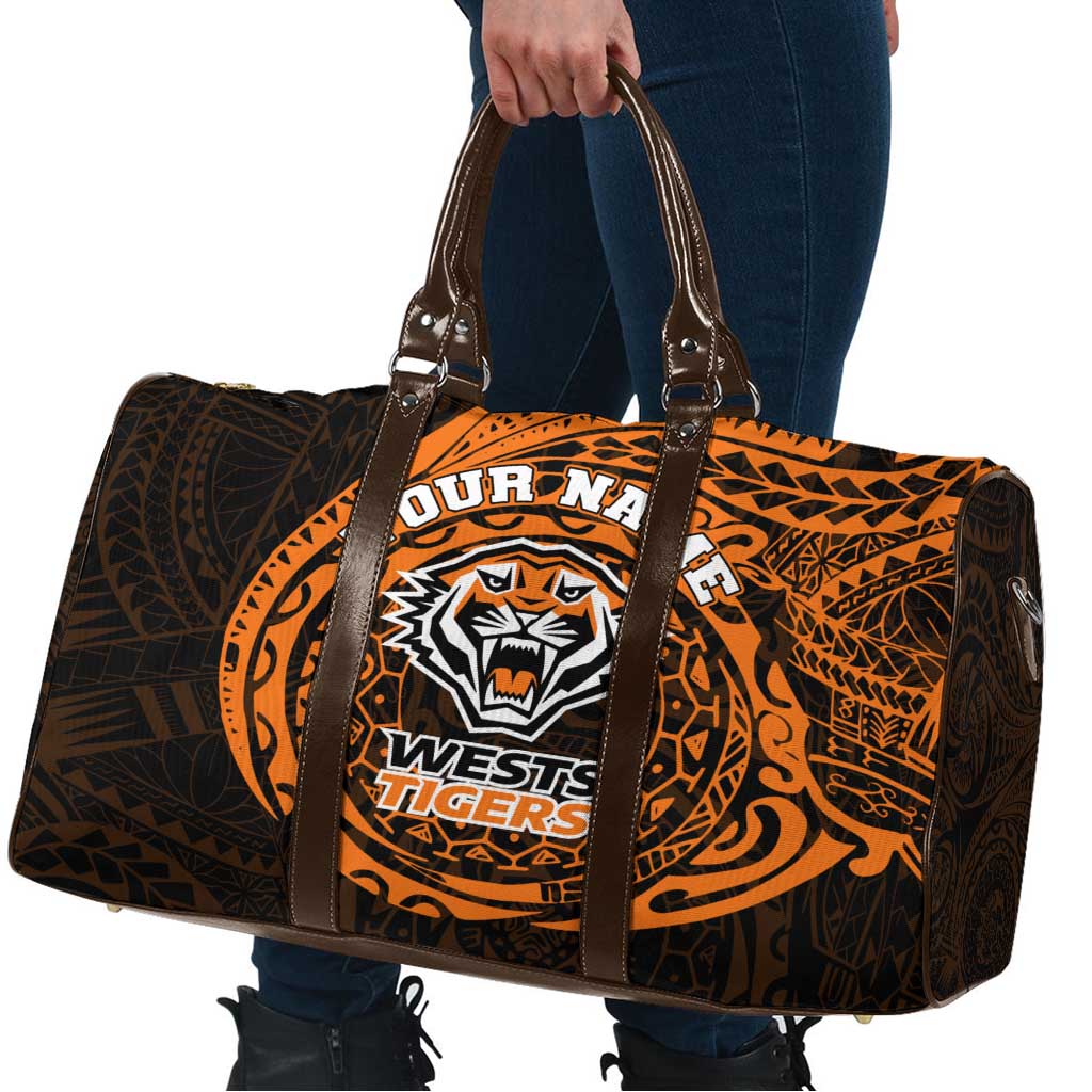 Personalized Wests Tigers Travel Bag Polynesian Tribal Chest and Sleeve Tattoo
