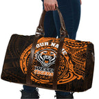 Personalized Wests Tigers Travel Bag Polynesian Tribal Chest and Sleeve Tattoo