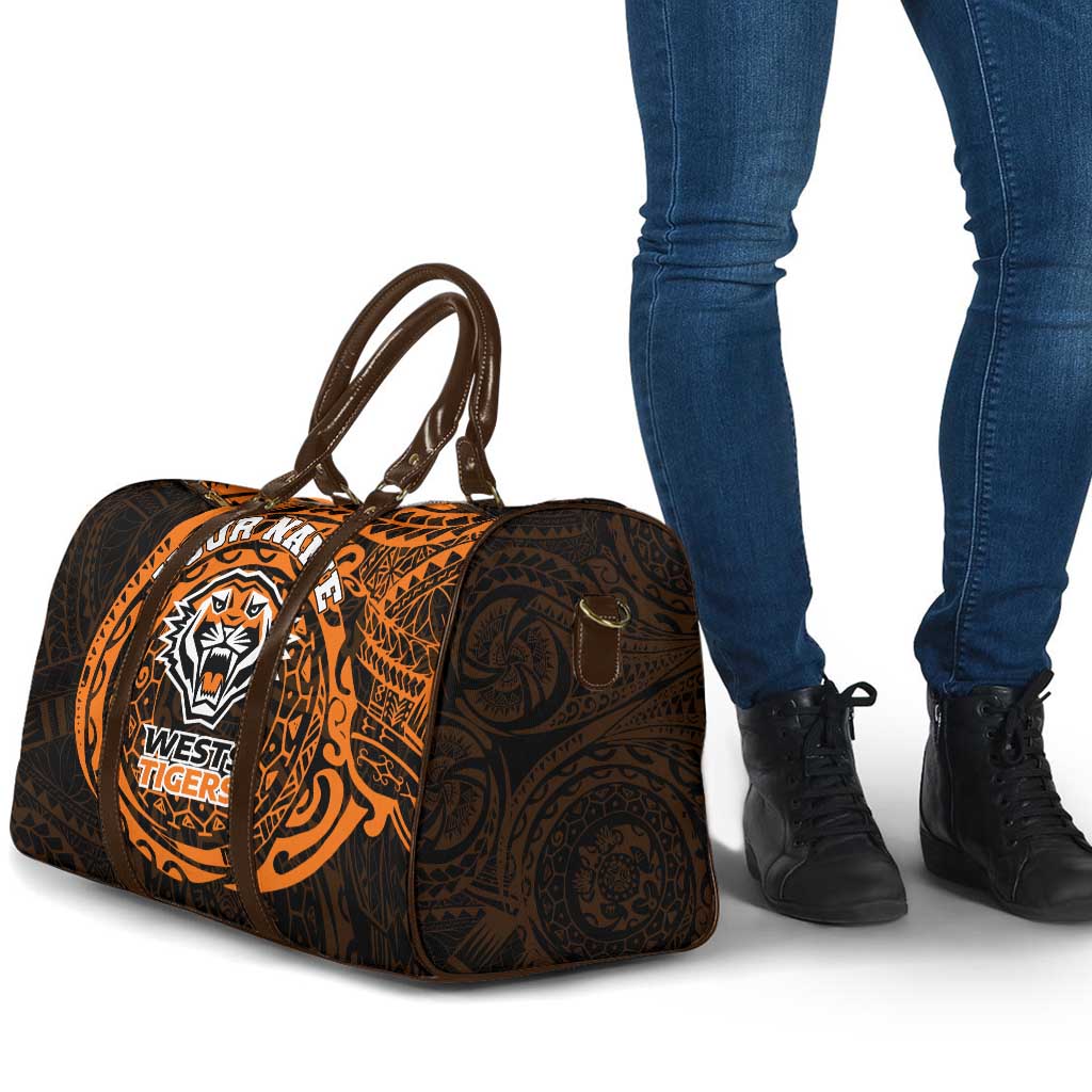 Personalized Wests Tigers Travel Bag Polynesian Tribal Chest and Sleeve Tattoo