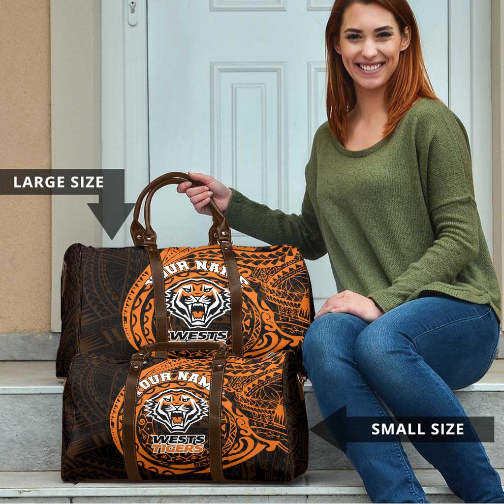 Personalized Wests Tigers Travel Bag Polynesian Tribal Chest and Sleeve Tattoo