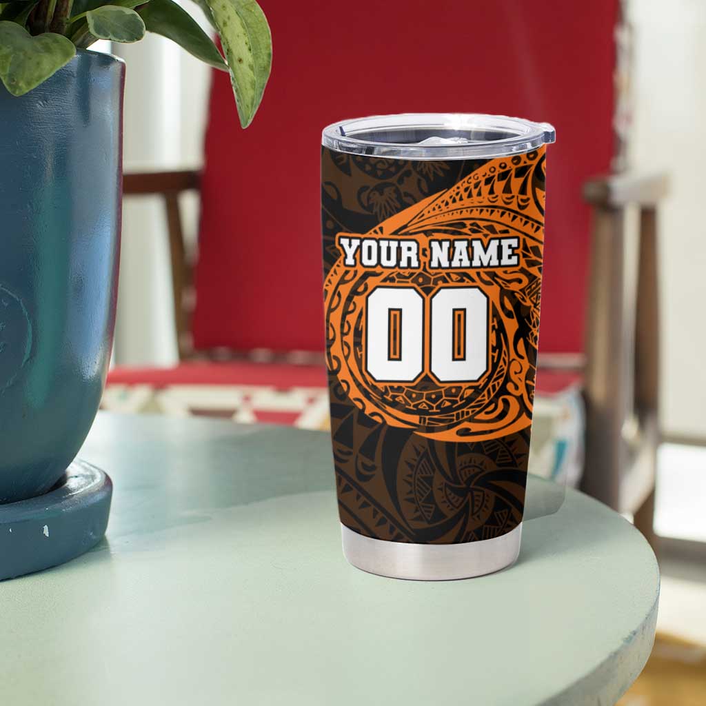 Personalized Wests Tigers Tumbler Cup Polynesian Tribal Chest and Sleeve Tattoo