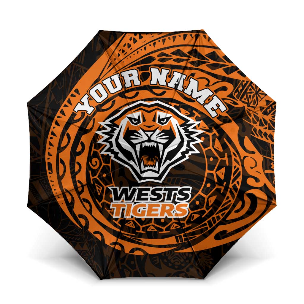 Personalized Wests Tigers Umbrella Polynesian Tribal Chest and Sleeve Tattoo