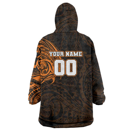 Personalized Wests Tigers Wearable Blanket Hoodie Polynesian Tribal Chest and Sleeve Tattoo