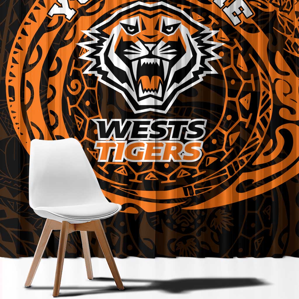 Personalized Wests Tigers Window Curtain Polynesian Tribal Chest and Sleeve Tattoo