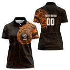 Personalized Wests Tigers Women Polo Shirt Polynesian Tribal Chest and Sleeve Tattoo