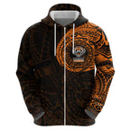 Personalized Wests Tigers Zip Hoodie Polynesian Tribal Chest and Sleeve Tattoo