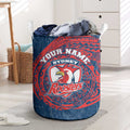 Personalized Sydney Roosters Laundry Basket Polynesian Tribal Chest and Sleeve Tattoo