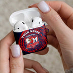 Personalized Sydney Roosters AirPods Case Polynesian Tribal Chest and Sleeve Tattoo