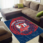Personalized Sydney Roosters Area Rug Polynesian Tribal Chest and Sleeve Tattoo
