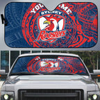 Personalized Sydney Roosters Auto Sun Shade Polynesian Tribal Chest and Sleeve Tattoo