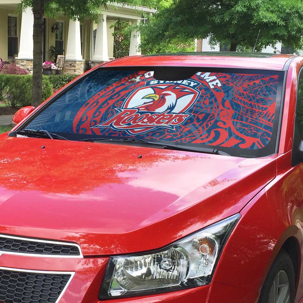 Personalized Sydney Roosters Auto Sun Shade Polynesian Tribal Chest and Sleeve Tattoo
