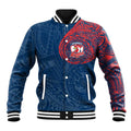 Personalized Sydney Roosters Baseball Jacket Polynesian Tribal Chest and Sleeve Tattoo