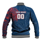 Personalized Sydney Roosters Baseball Jacket Polynesian Tribal Chest and Sleeve Tattoo
