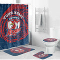 Personalized Sydney Roosters Bathroom Set Polynesian Tribal Chest and Sleeve Tattoo